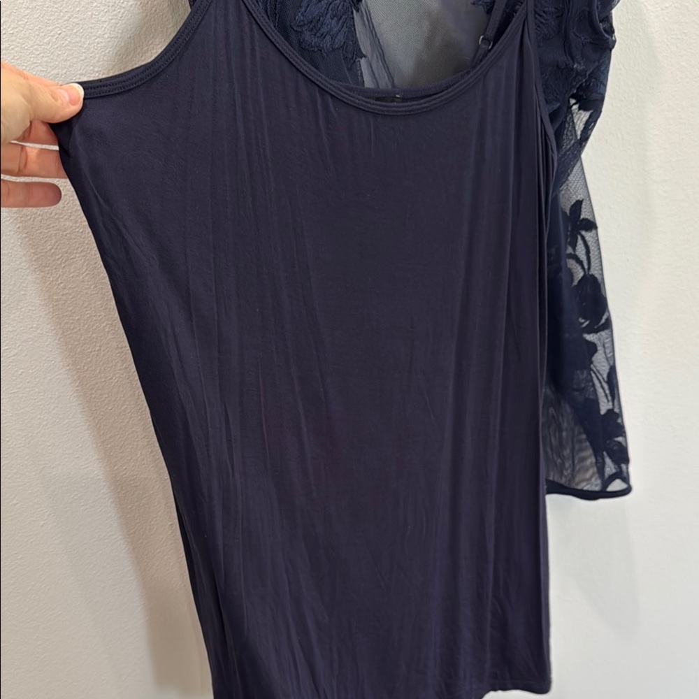 Elegant Navy Sheer Blouse - Picture 7 of 10